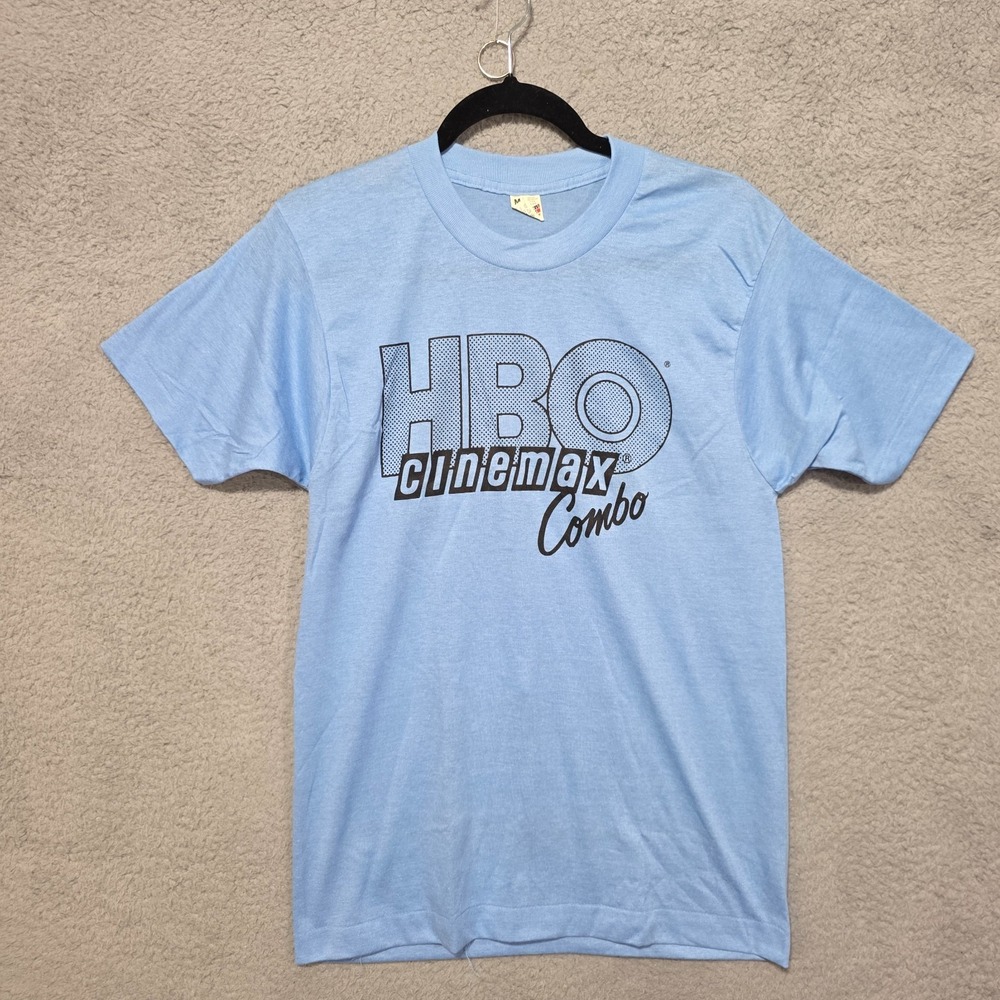 Vintage Single Stitch HBO Cinemax Blue T Shirt Medium 90s Screen Stars USA